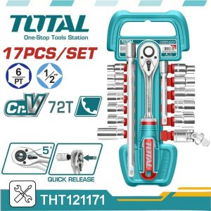 TOTAL 17 Pcs 1/2″ Socket Set – THT121171